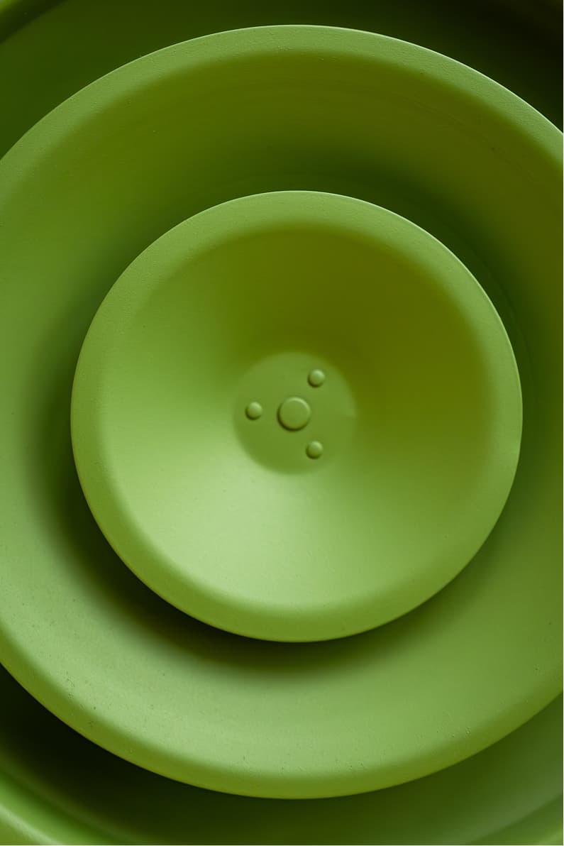 Green ceramic bowls